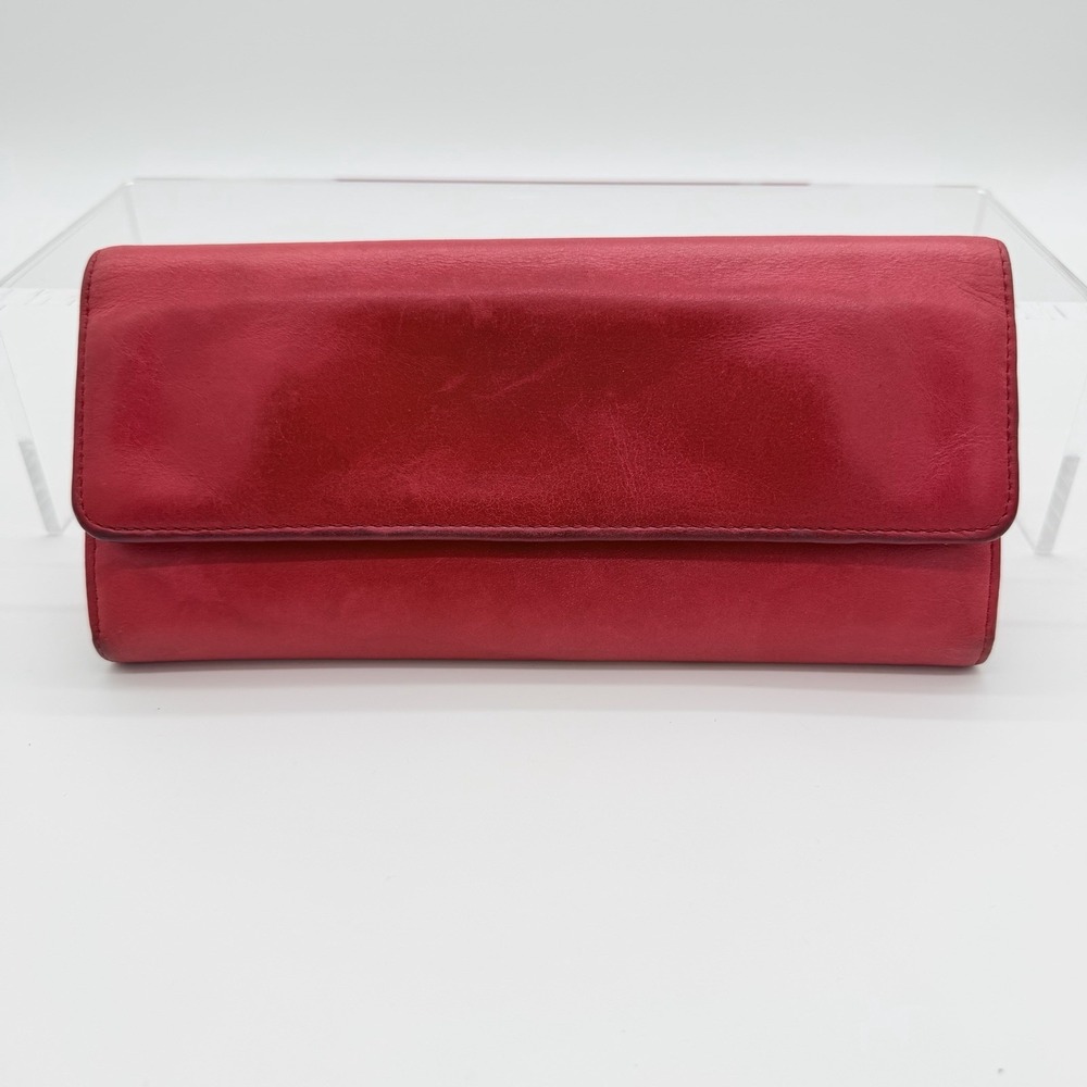 HOBO International Red Leather Continental Trifold Wallet